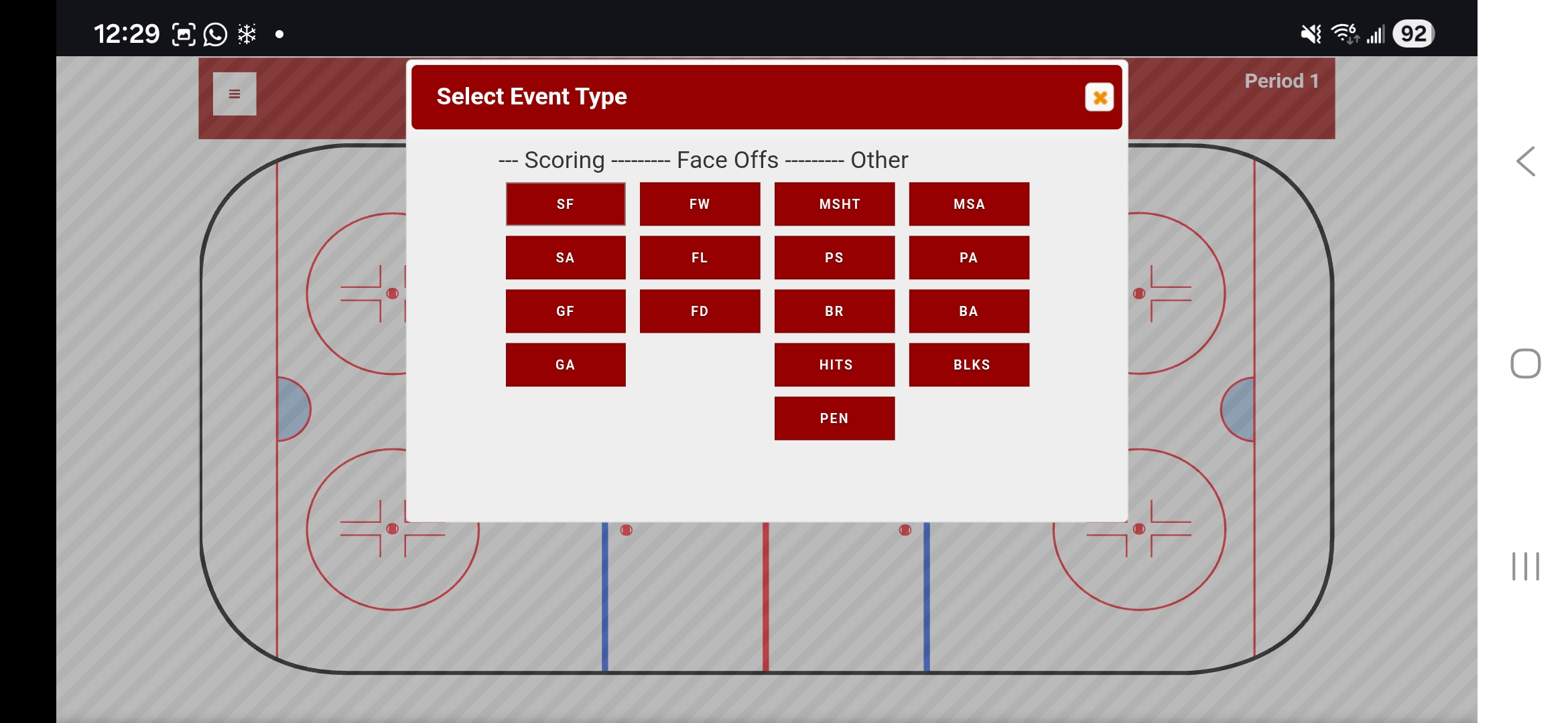 Select Event Type Modal