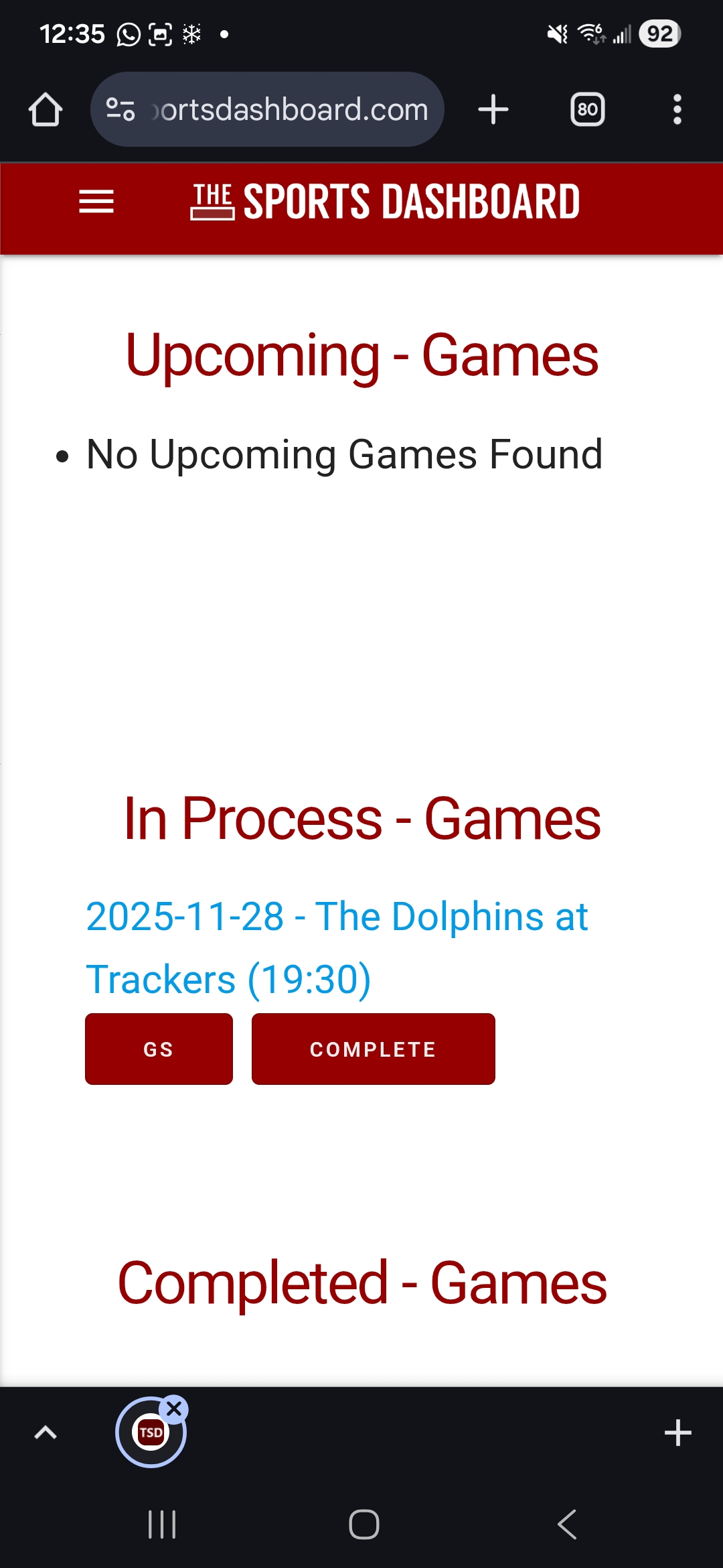 Manage Game Data Page