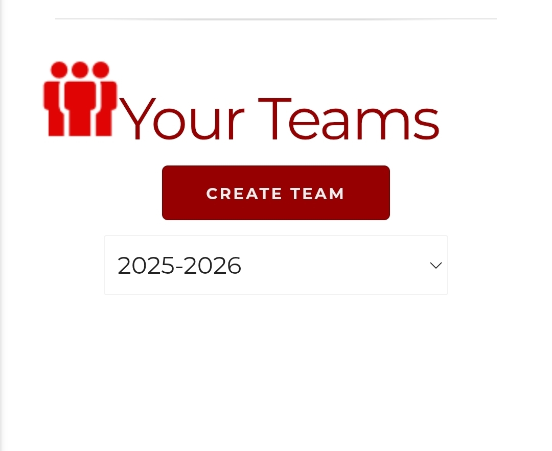 Your Teams - Create Team button